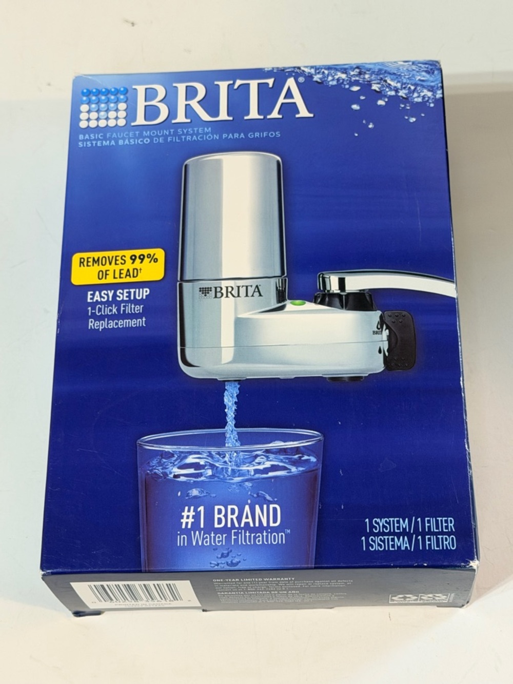Brita Faucet Filter Kit in Blue and Silver Packaging